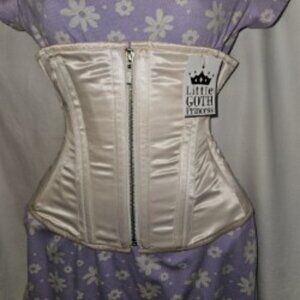 NWT XS/20" 1022 Nude Silk Tight Lacing ZIP Waist Belt Bridal Burlesque Corset